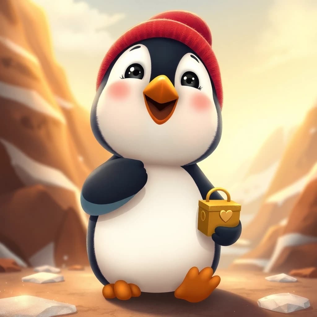 Der gemalte Pfad des Pinguins